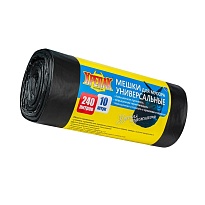 Мешки для мусора 240 л, черные, в рулоне 10 шт., ПНД 40 мкм, 1250х1000 мм, Крепак, 4607075710153 в Боровичах