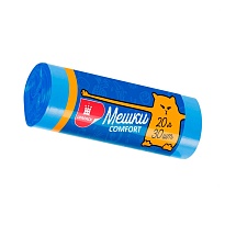 Мешки для мусора 20 л, синие, в рулоне 30 шт., ПНД, 8 мкм, 500х400 мм, Comfort, М0017 (МН 20-30с) в Боровичах