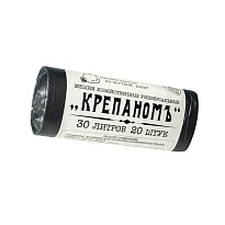 Мешки для мусора 30 л, черные, в рулоне 20 шт., ПНД, 7 мкм, 560х440 мм, Крепаномъ, 4607075710580 в Боровичах