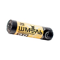 Мешки для мусора 30 л, черные, в рулоне 30 шт., ПНД, 7 мкм, 600х500 мм, ШМЕЛЬ, 4625 в Боровичах
