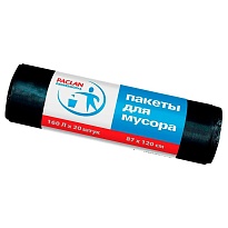 Мешки для мусора 160 л, черные, в рулоне 20 шт., ПВД, 30 мкм, 1200х870 мм, PACLAN Professional, 604082 в Боровичах