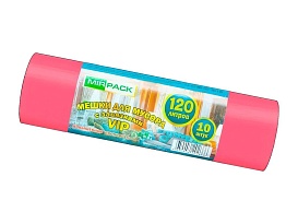 Мешки для мусора 120 л, с завязками, красные, в рулоне 10 шт., ПНД, 15 мкм, 800х750 мм, VIP, Z12010red в Боровичах