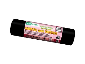 Мешки для мусора 180 л, ароматизированные, черные, в рулоне 10 шт., ПВД, 50 мкм, 1100х930 мм, EXTRA black, 18008301 в Боровичах