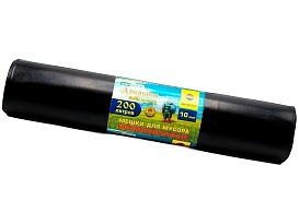 Мешки для мусора 200 л, ароматизированные, черные, в рулоне 10 шт., ПВД, 100 мкм, 1200х800 мм, Добрыня, Dob20010black в Боровичах