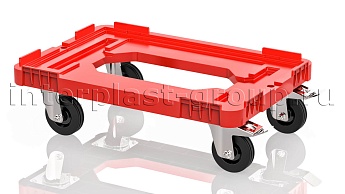 Тележка пластиковая с отверстием 2 колеса с тормозом красная в Боровичах