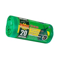 Мешки для мусора 20 л, биоразлагаемые, с ручками, черные, в рулоне 30 шт., ПНД, 10 мкм, 550х440 мм, Крепак, 4607075710047 в Боровичах