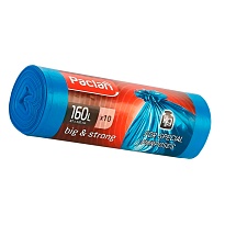 Мешки для мусора 160 л, синие, в рулоне 10 шт., ПВД, 21 мкм, 1200х870 мм, PACLAN Big&Strong, 604075 в Боровичах