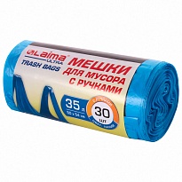 Мешки для мусора 35 л, с ручками, синие, в рулоне 30 шт., ПНД, 9 мкм, 540х500 мм, LAIMA ULTRA, 607683 в Боровичах