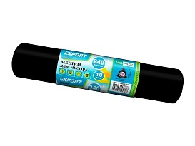 Мешки для мусора 240 л, черные, в рулоне 10 шт., ПВД 80 мкм, 1300х930 мм, EXPORT, exp 24010167 в Боровичах