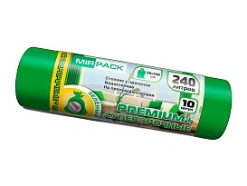 Мешки для мусора 240 л, ароматизированные, зеленые, в рулоне 10 шт., ПВД 45 мкм, 1300х930 мм, PREMIUM+, 240108301 в Боровичах Мешки для мусора 240 л, ароматизированные, зеленые, в рулоне 10 шт., ПВД 45 мкм, 1300х930 мм, PREMIUM+, 240108301 в Боровичах