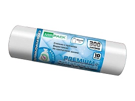 Мешки для мусора 300 л, белые, в рулоне 10 шт., ПВД 70 мкм, 1400х1000 мм, PREMIUM+, 300101602 в Боровичах