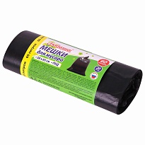 ММешки для мусора 60 л, черные, в рулоне 20 шт., ПНД, 8 мкм, 650х580 мм, Любаша, 608092 в Боровичах