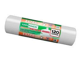 Мешки для мусора 120 л, белые, в рулоне 10 шт., ПНД, 14 мкм, 1100х700 мм, EXTRA, ex1201803 в Боровичах