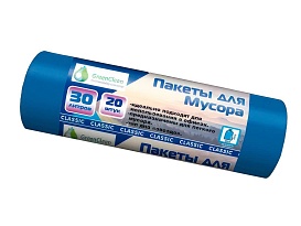 Мешки для мусора 30 л, синие, в рулоне 20 шт., ПНД, 7 мкм, 600х500 мм, MIRPACK Classik, 302041 в Боровичах