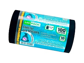 Мешки для мусора 100 л, черные, в рулоне 10 шт., ПВД, 70 мкм, 1000х600 мм, PREMIUM+, 1001076 в Боровичах