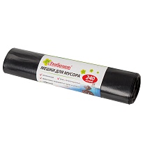 Мешки для мусора 240 л, черные, в рулоне 5 шт., ПВД 30 мкм, 1300х900 мм, Любаша, 605338 в Боровичах Мешки для мусора 240 л, черные, в рулоне 5 шт., ПВД 30 мкм, 1300х900 мм, Любаша, 605338 в Боровичах