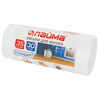 Мешки для мусора 35 л, белые, в рулоне 30 шт., ПНД, 6 мкм, 550х480 мм, LAIMA, 605538 в Боровичах
