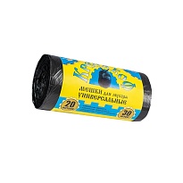 Мешки для мусора 20 л, с ушками, черные, в рулоне 30 шт., ПНД, 10 мкм, 550х440 мм, Крепакоф, 4607075710221 в Боровичах