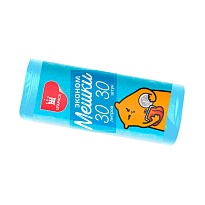 Мешки для мусора 30 л, синие, в рулоне 30 шт., ПНД, 5 мкм, 560х480 мм, Эконом, МЭ3841 (ПМ-30-30) в Боровичах